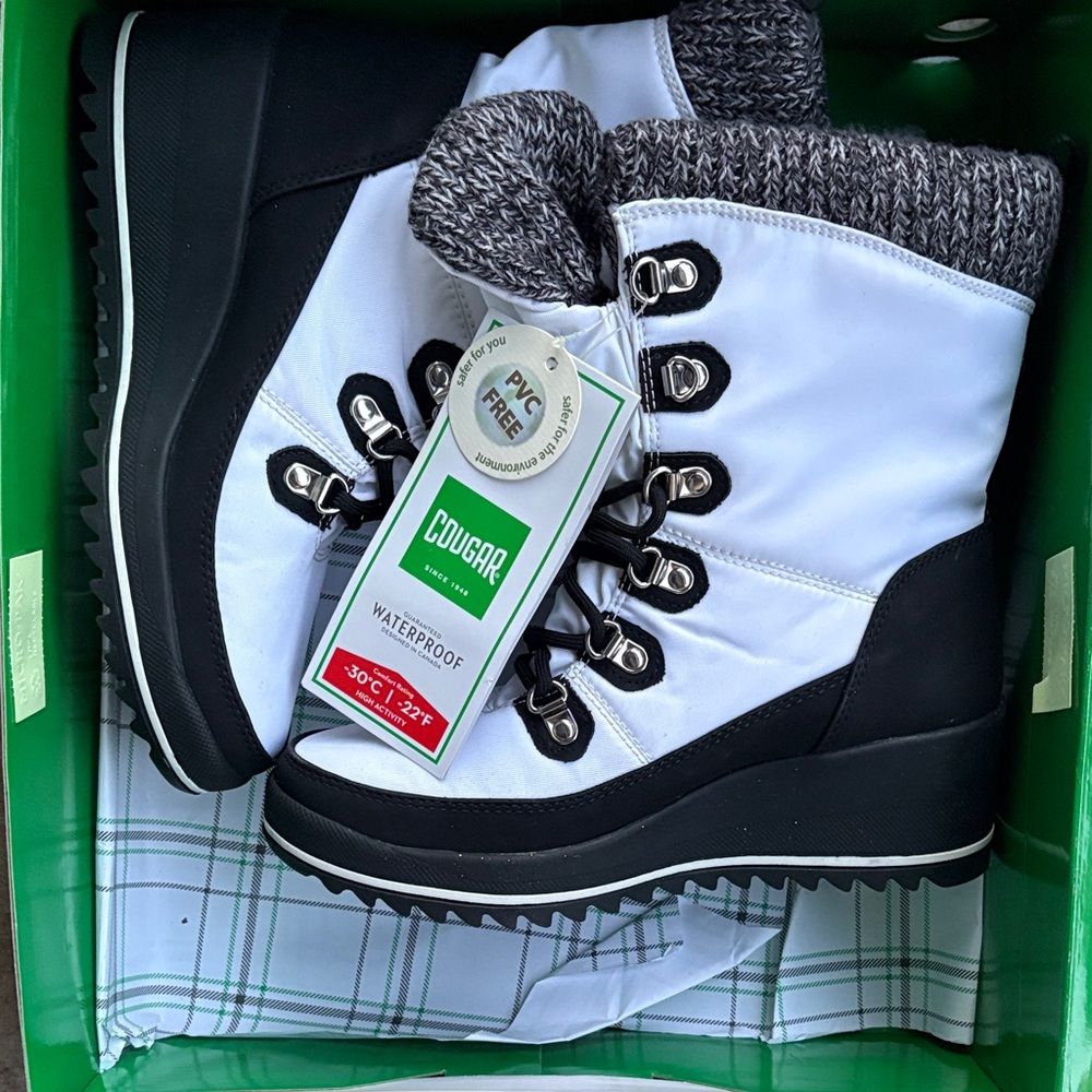 Cougar Black and White Waterproof Boots